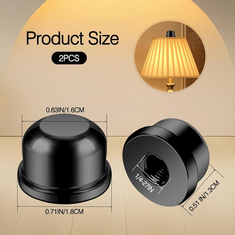 Dirvcp 2Pcs Retro Lampshade Decorative Lampshade Nuts with Double Threaded Screws, Suitable for 3/8 Inches and 1/4-27 Inches (Black) - Image 2